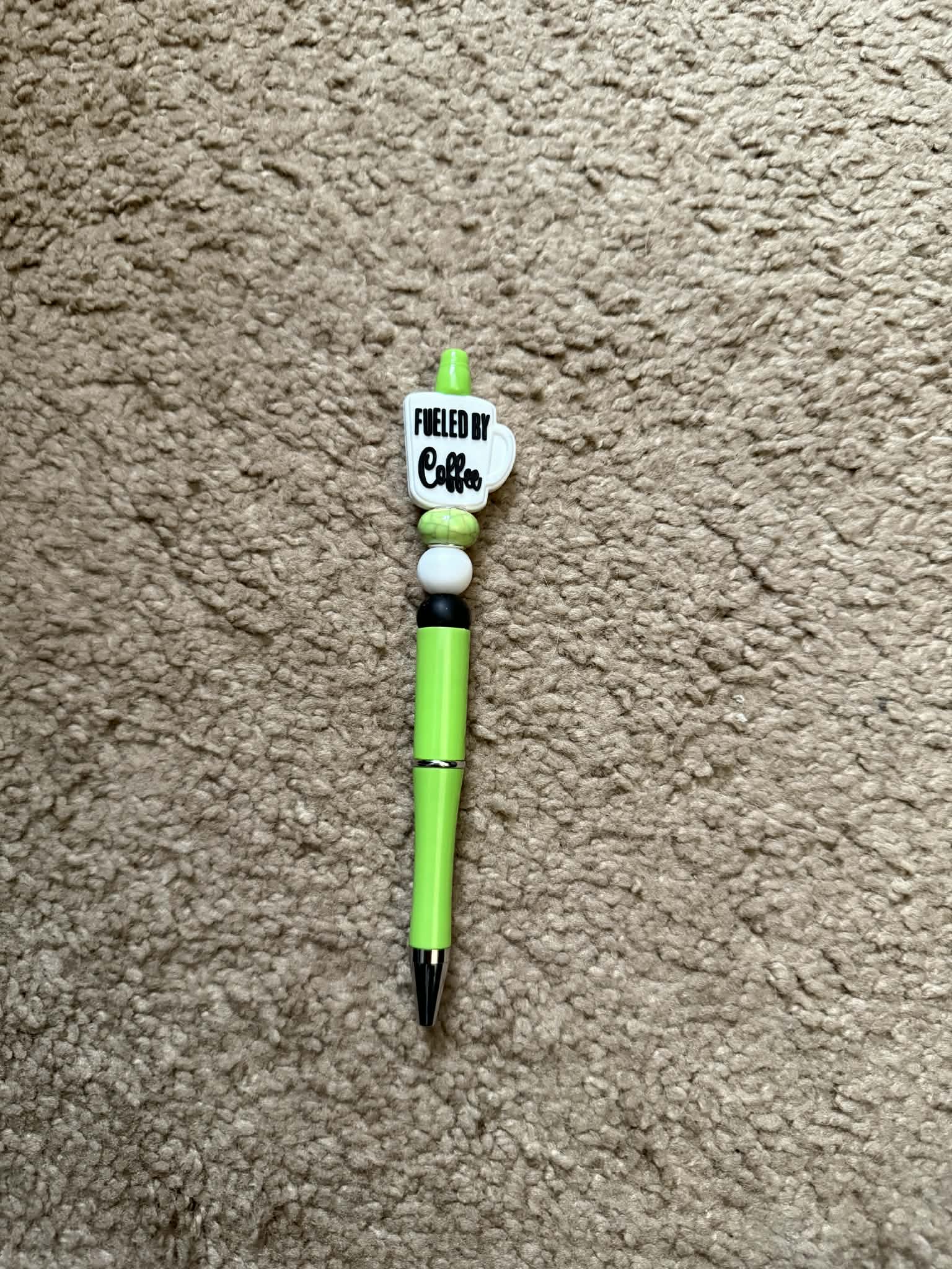Fueled By Coffee Green Beaded Pen