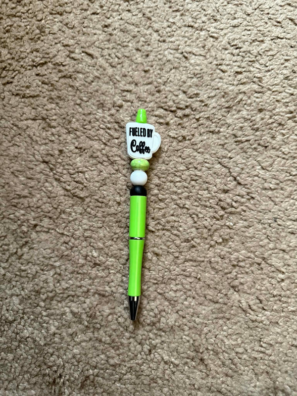 Fueled By Coffee Green Beaded Pen