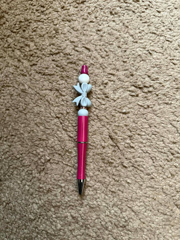 Gray Bow Beaded Pen