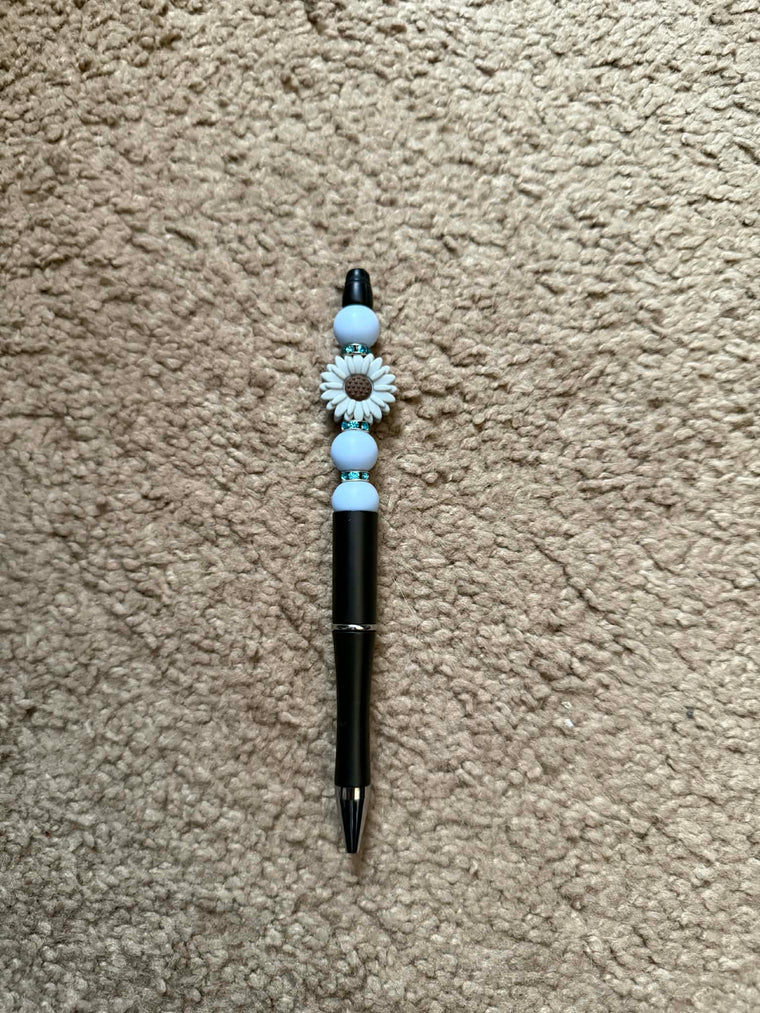 Gray Flower Beaded Pen