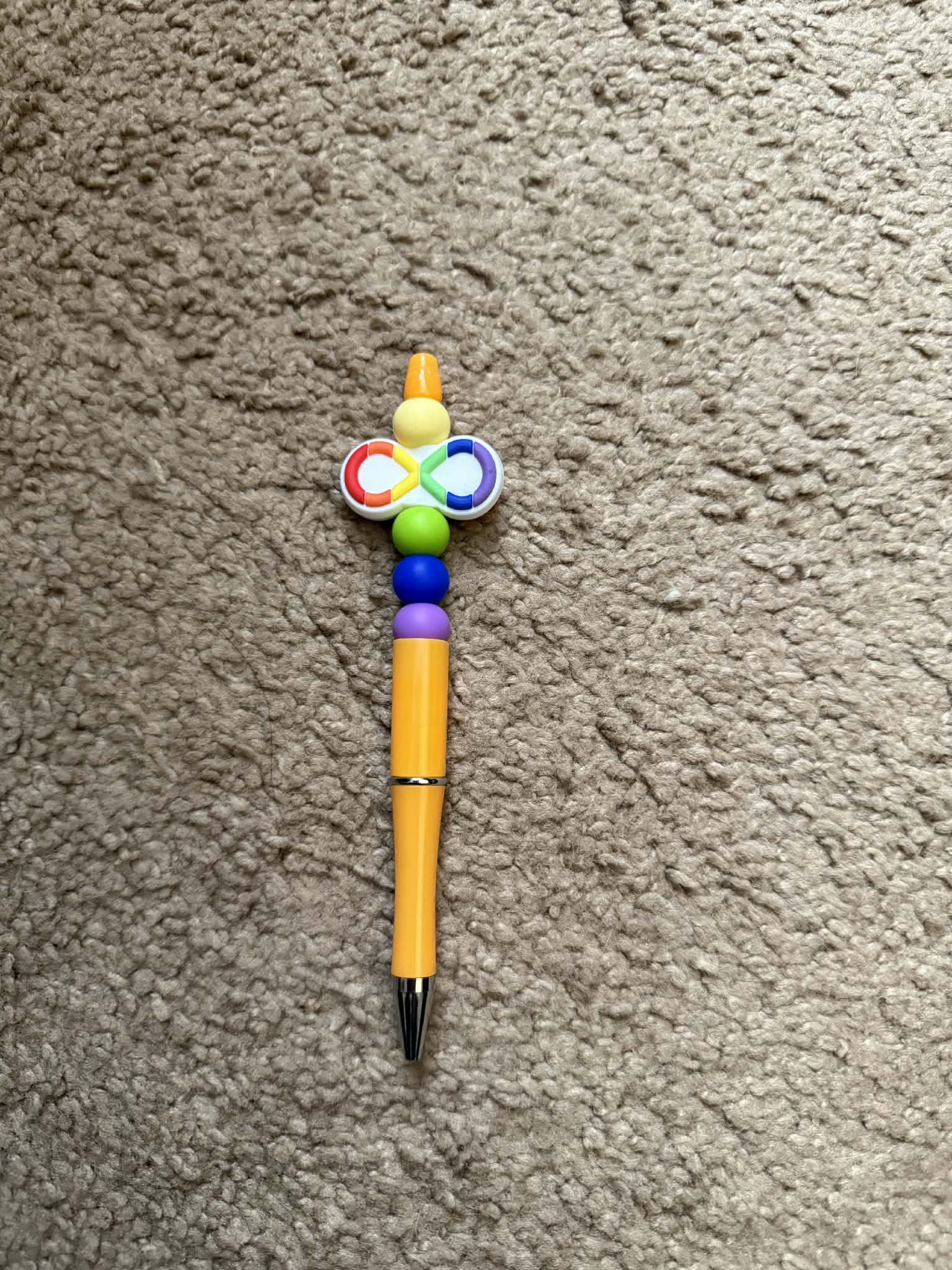 Orange Autism Awareness Beaded Pen