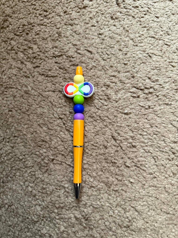 Orange Autism Awareness Beaded Pen