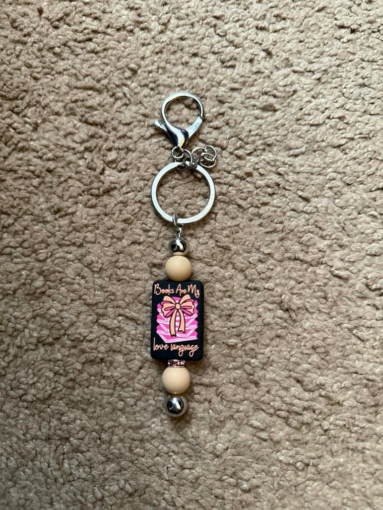 Book Love Language Beaded Keychain