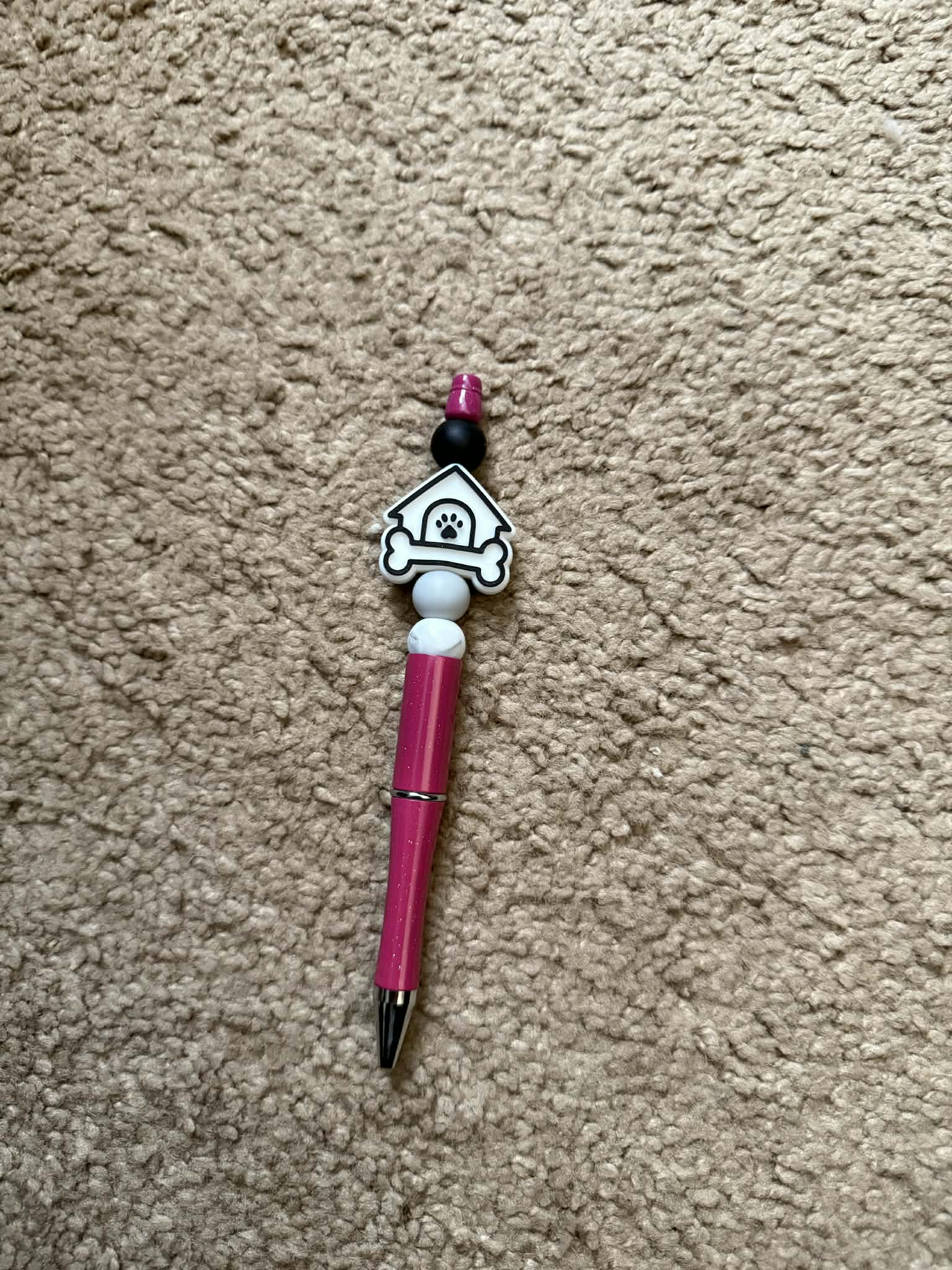 Magenta Dog House Beaded Pen