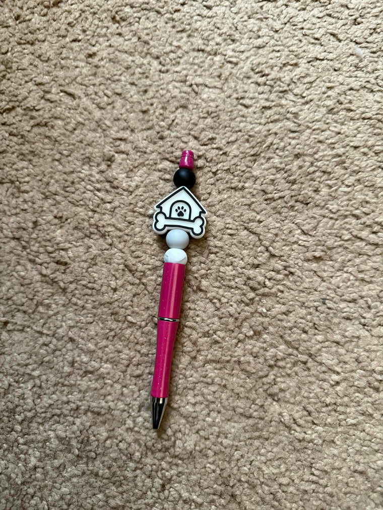Magenta Dog House Beaded Pen