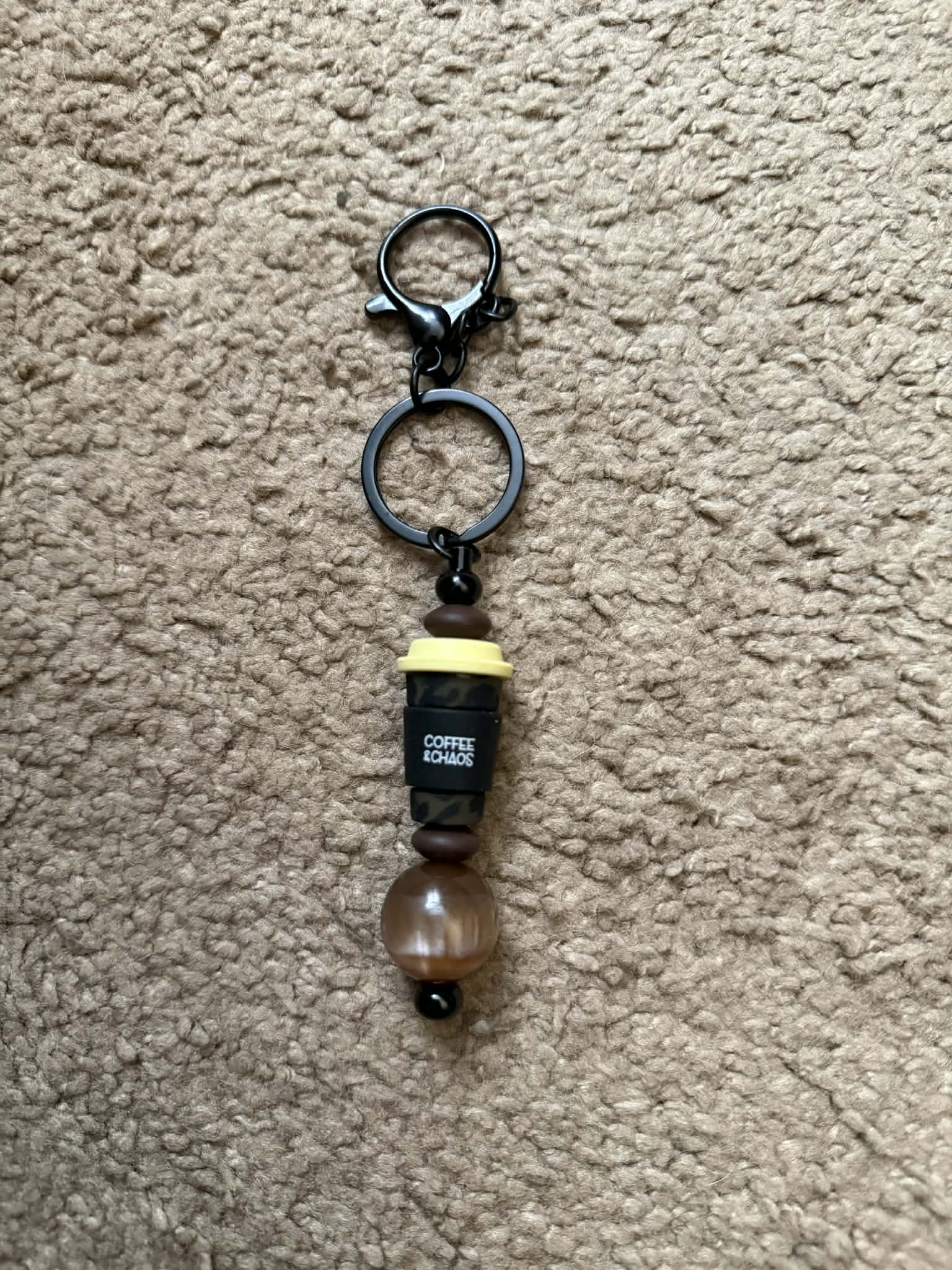 Coffee & Chaos Beaded Keychain