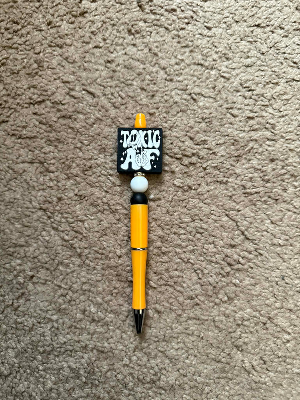 Orange Toxic AF Beaded Pen