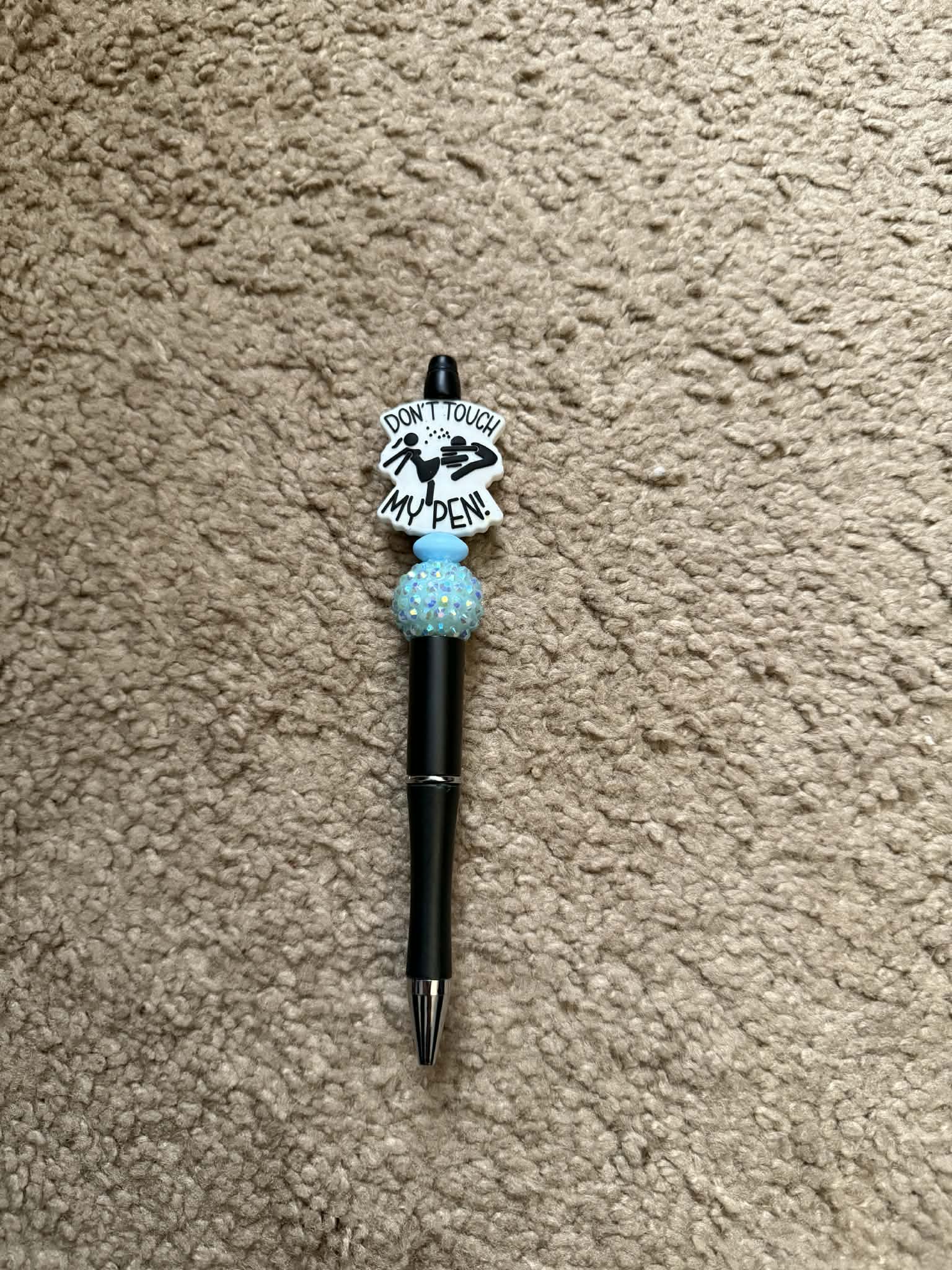 Don't Touch My Pen Blue Beaded Pen