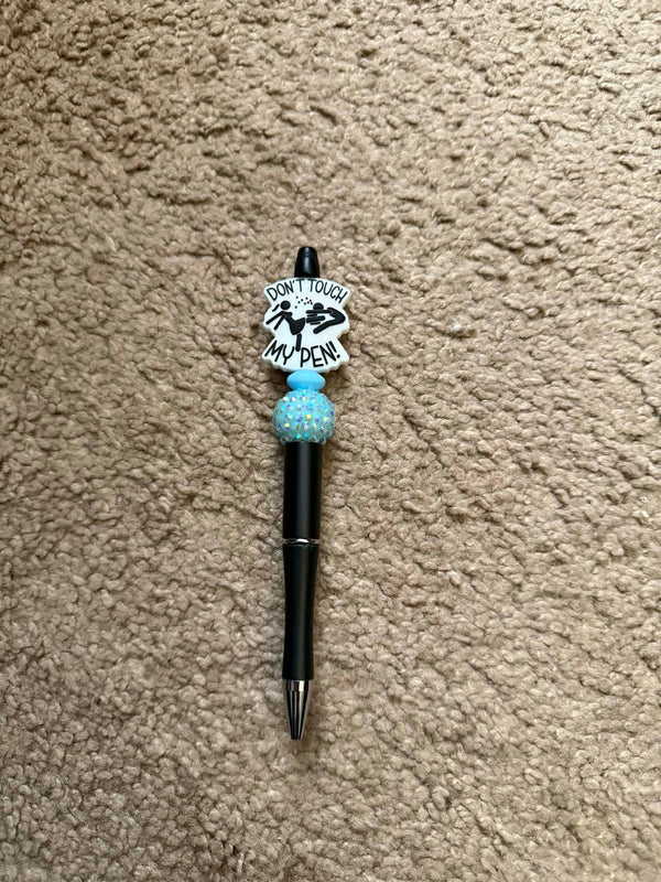 Don't Touch My Pen Blue Beaded Pen