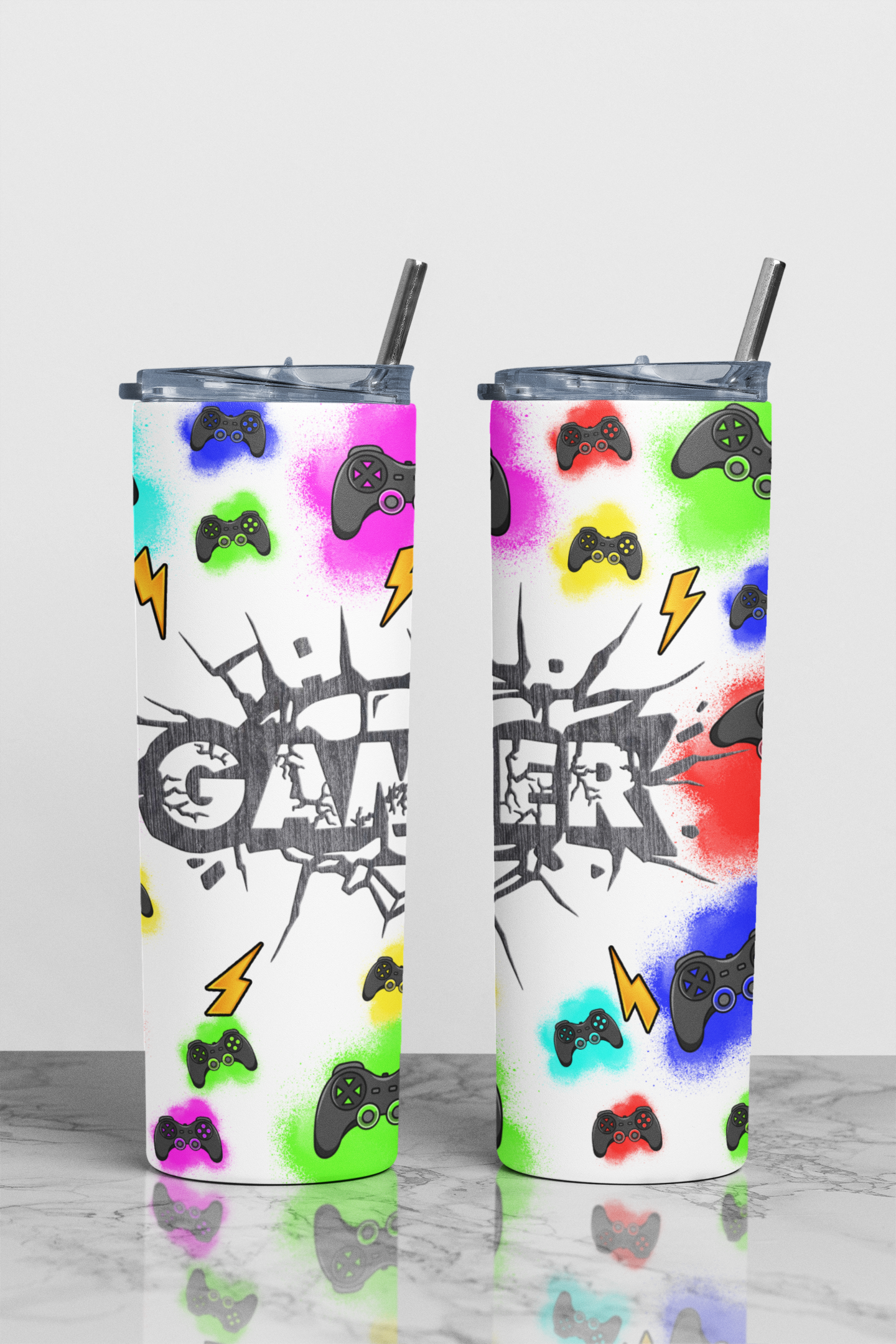 Neon Gamer Theme Sublimation Tumbler