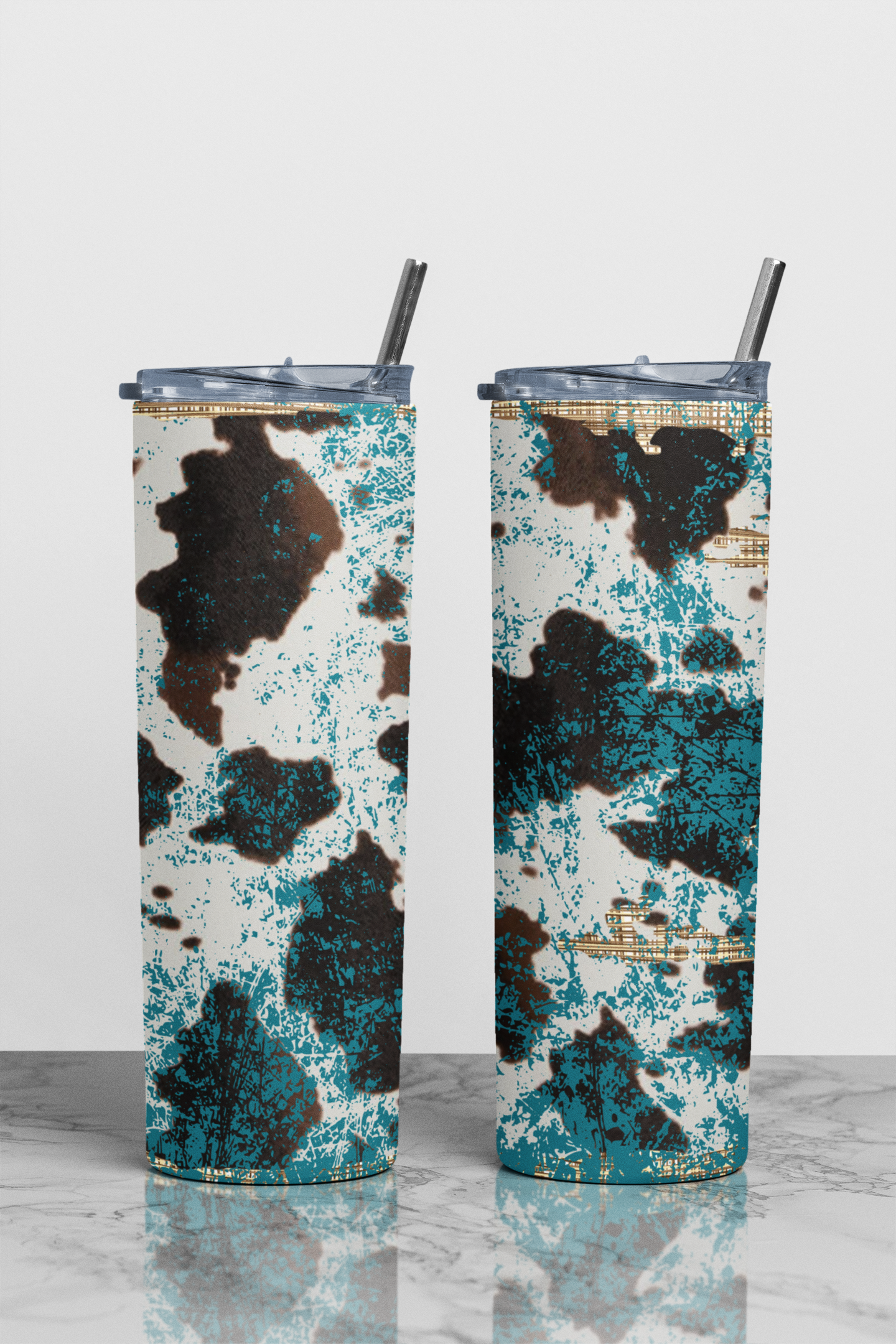 Blue Cow Theme Sublimation Tumbler