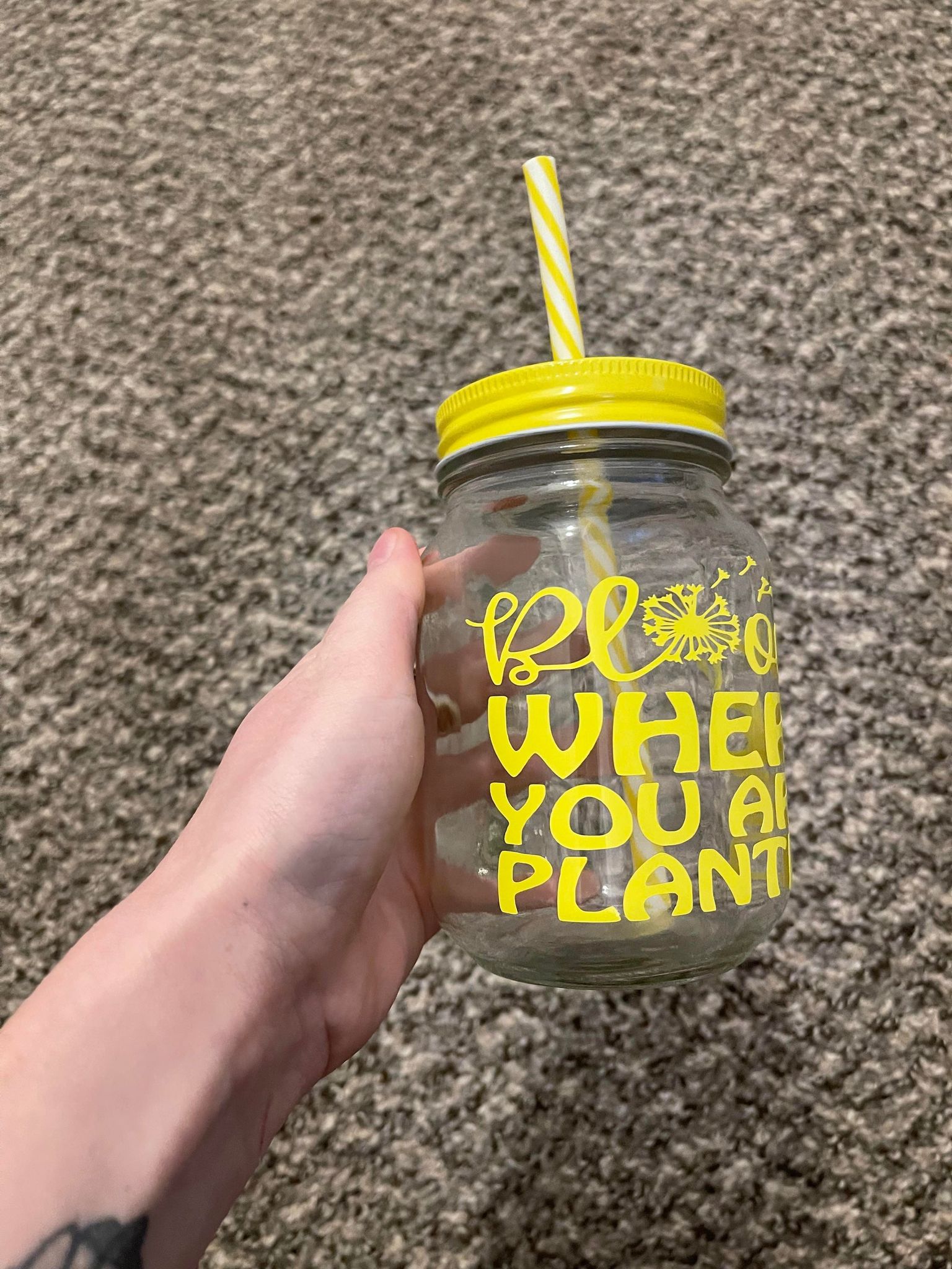 Bloom Where You Are Planted Mason Jar Cup