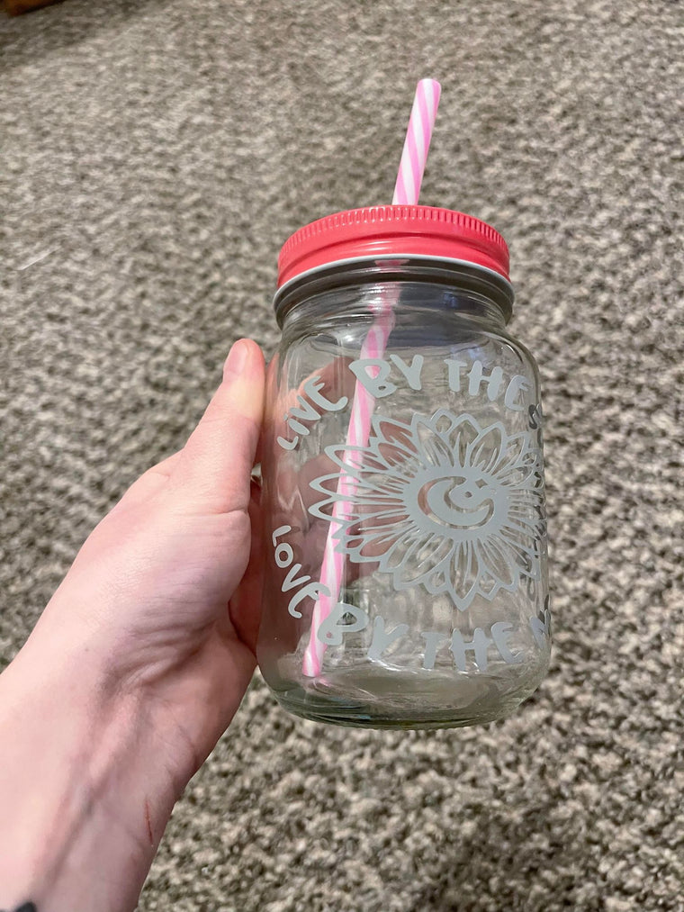 Live By The Sun Love By The Moon Mason Jar Cup