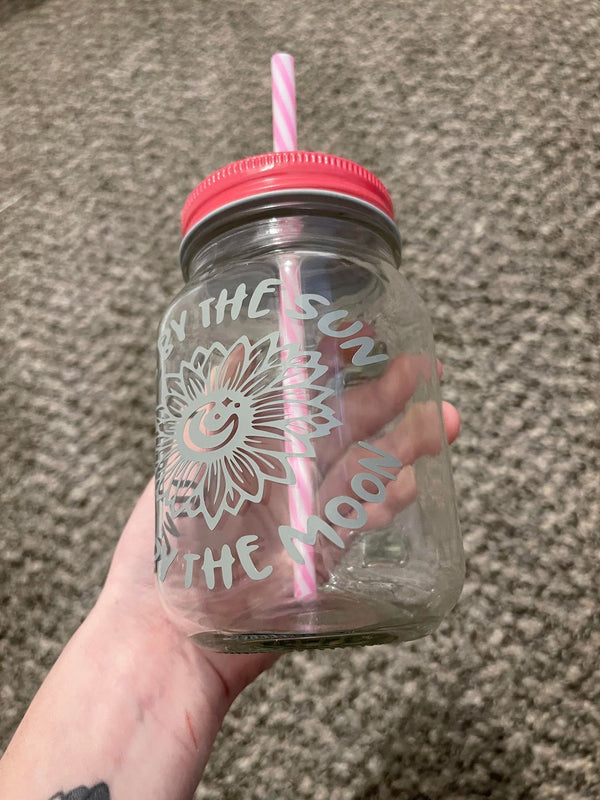 Live By The Sun Love By The Moon Mason Jar Cup