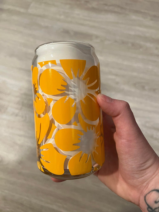 Floral Libbey Can Glass