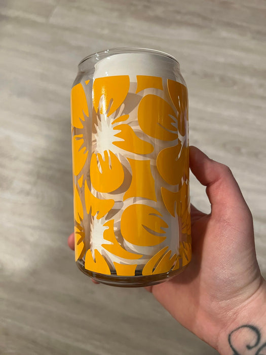 Floral Libbey Can Glass