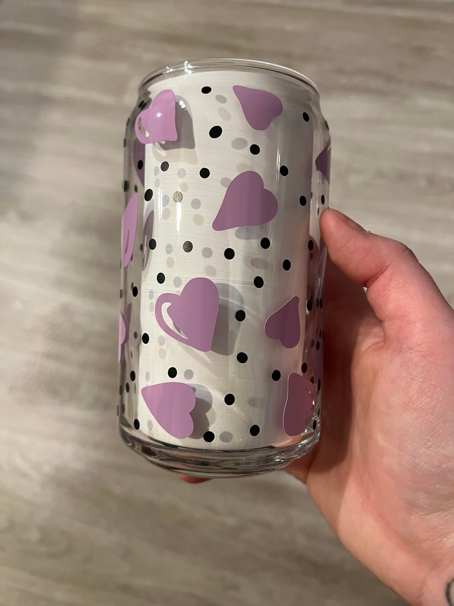 Hearts and Dots Libbey Can Glass