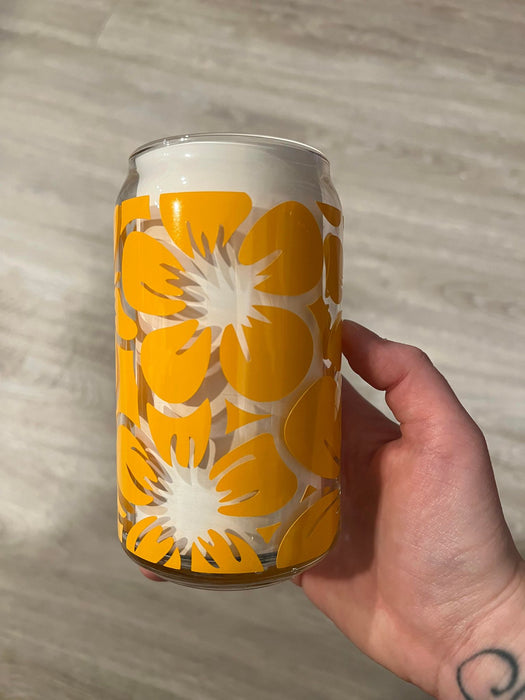 Floral Libbey Can Glass