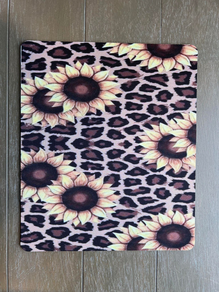 Cheetah and Sunflower Print Mouse Pad