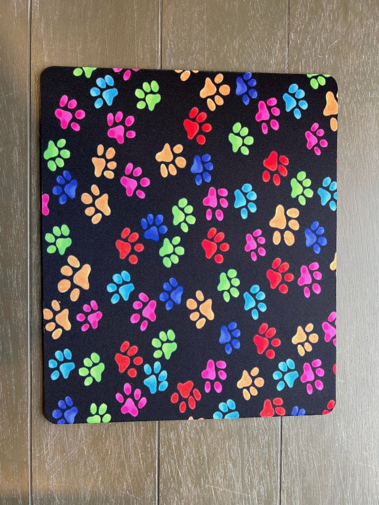 Colorful Paw Print Mouse Pad