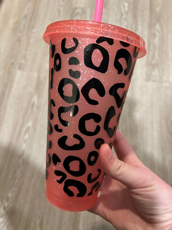 Leopard Print Full Wrap Sparkle Tumbler