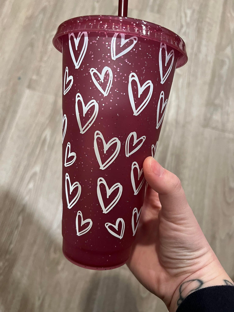 Hearts Full Wrap Sparkle Tumbler