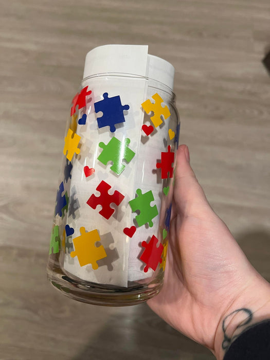 Autism Full Wrap Libbey Can Glass