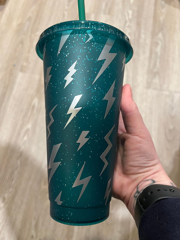 Lightning Bolt Full Wrap Sparkle Tumbler