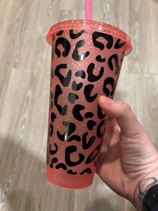 Leopard Print Full Wrap Sparkle Tumbler