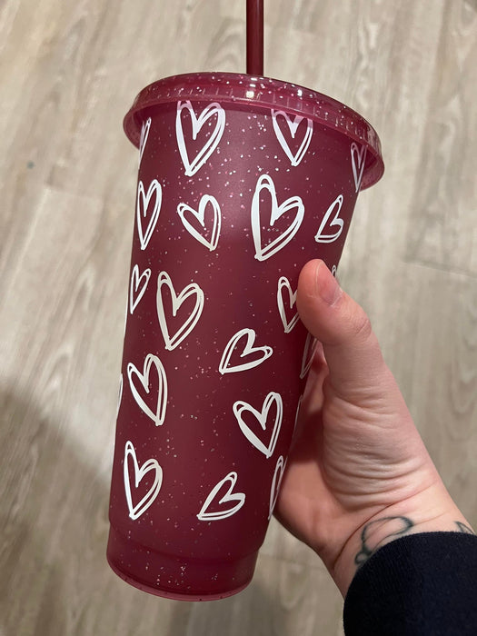 Hearts Full Wrap Sparkle Tumbler