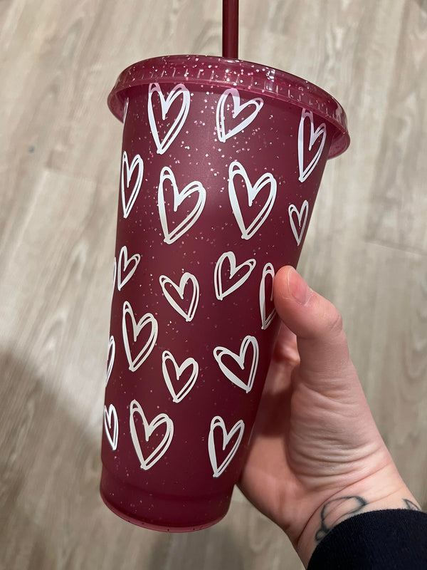 Hearts Full Wrap Sparkle Tumbler