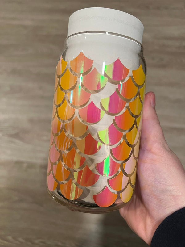 Mermaid Scale Full Wrap Libbey Can Glass