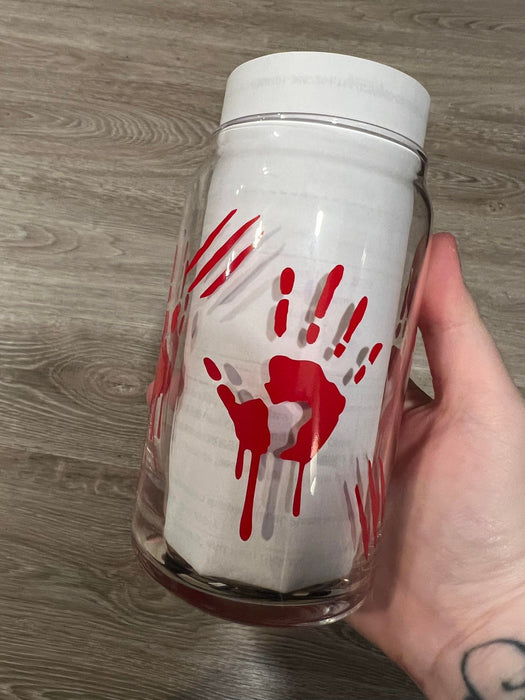 Bloody Hands Libbey Can Glass