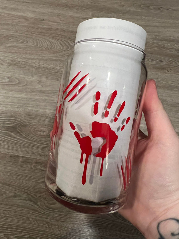 Bloody Hands Libbey Can Glass