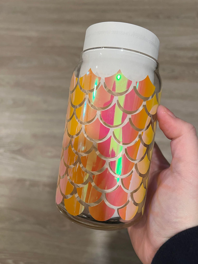 Mermaid Scale Full Wrap Libbey Can Glass