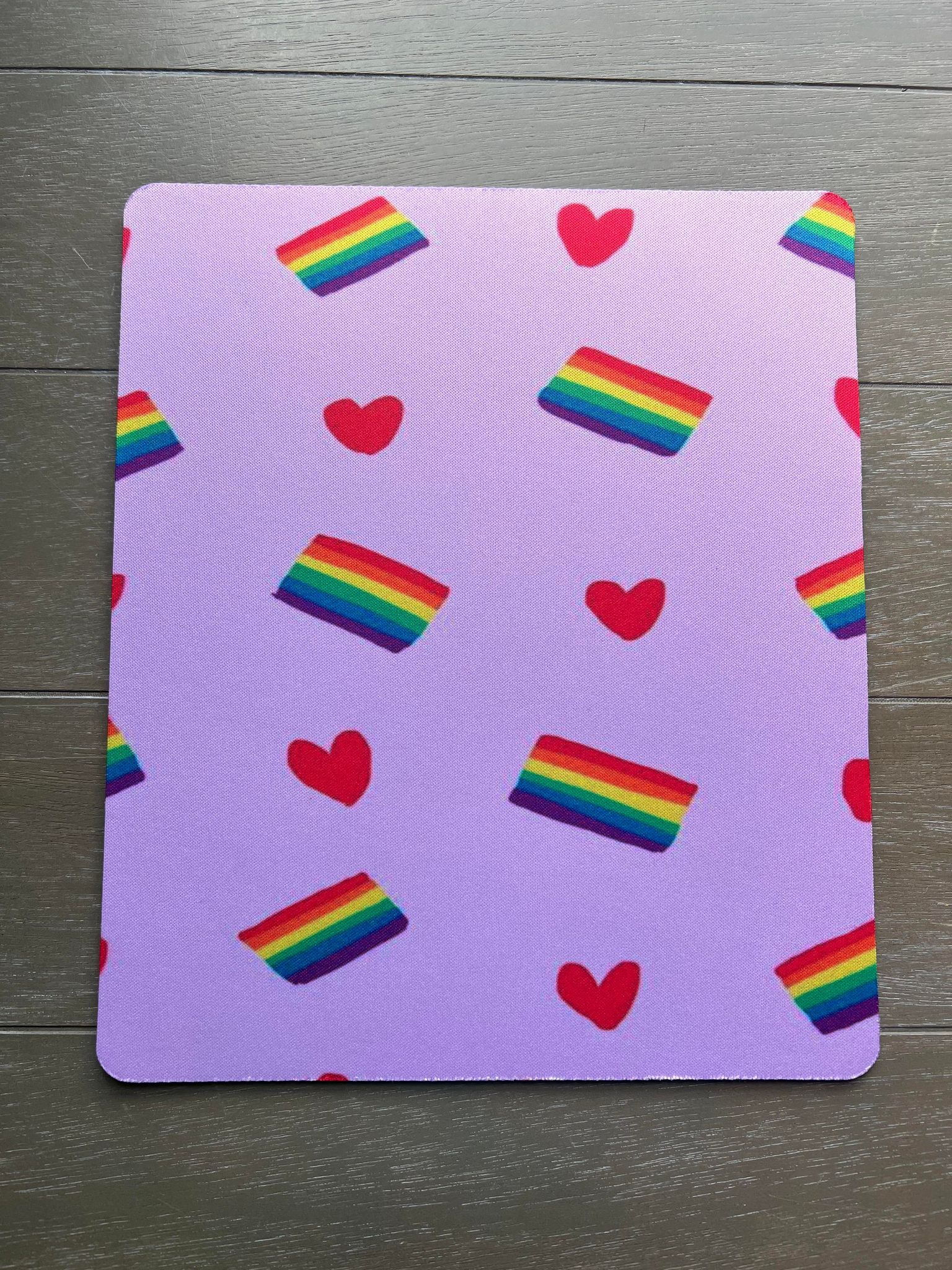 Pride Flag with Hearts Print Mouse Pad