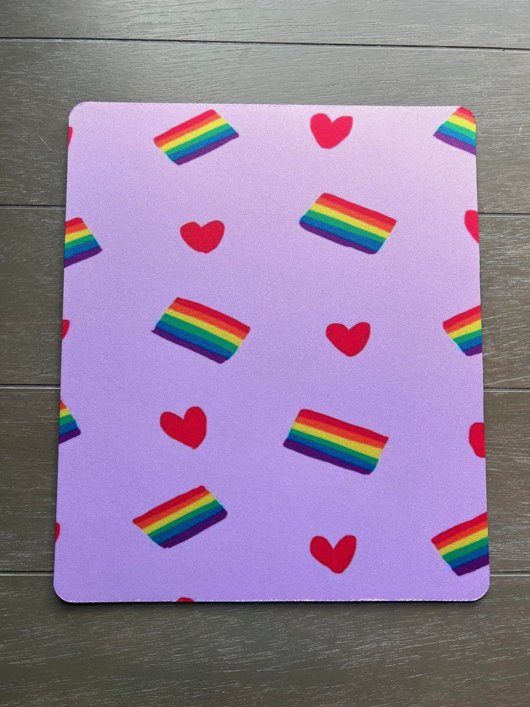 Pride Flag with Hearts Print Mouse Pad