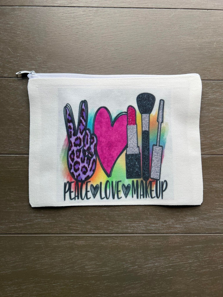 Sublimation Peace, Love, Makeup Cosmetic Bag