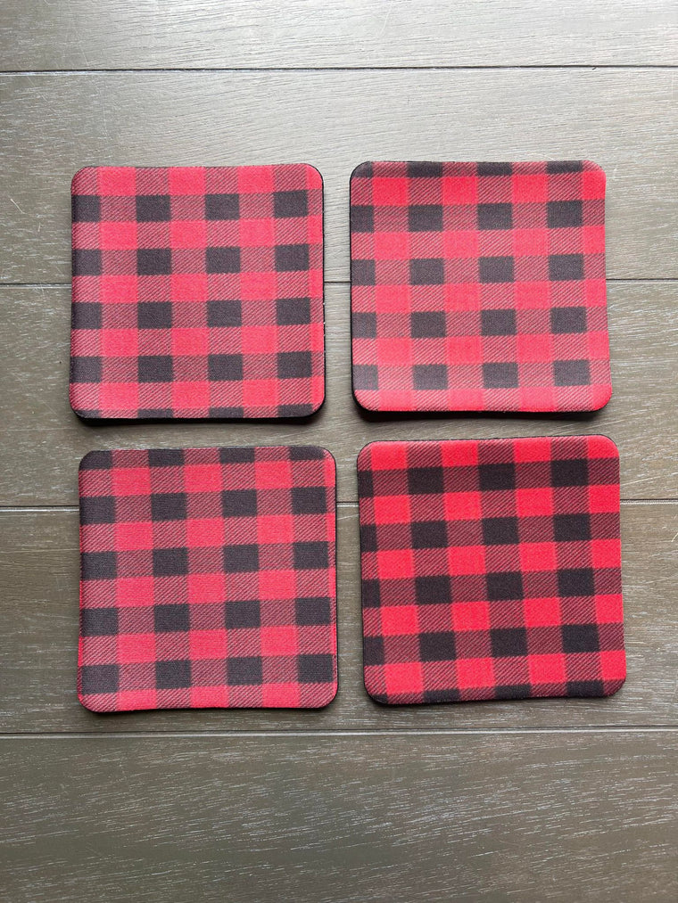 Red and Black Plaid Sublimation Coaster