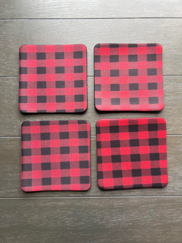 Red and Black Plaid Sublimation Coaster