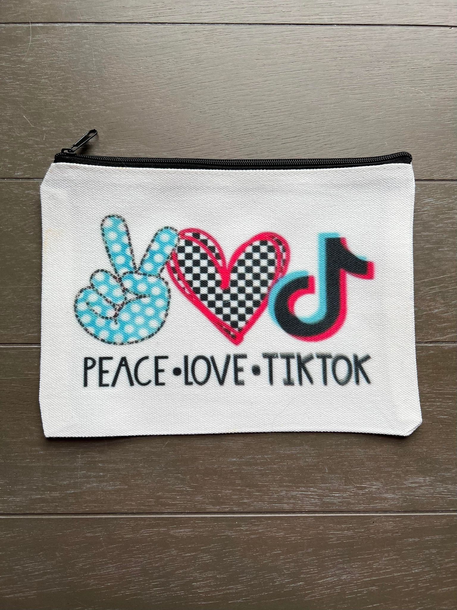 Peace Love Tiktok Makeup Cosmetic Bag