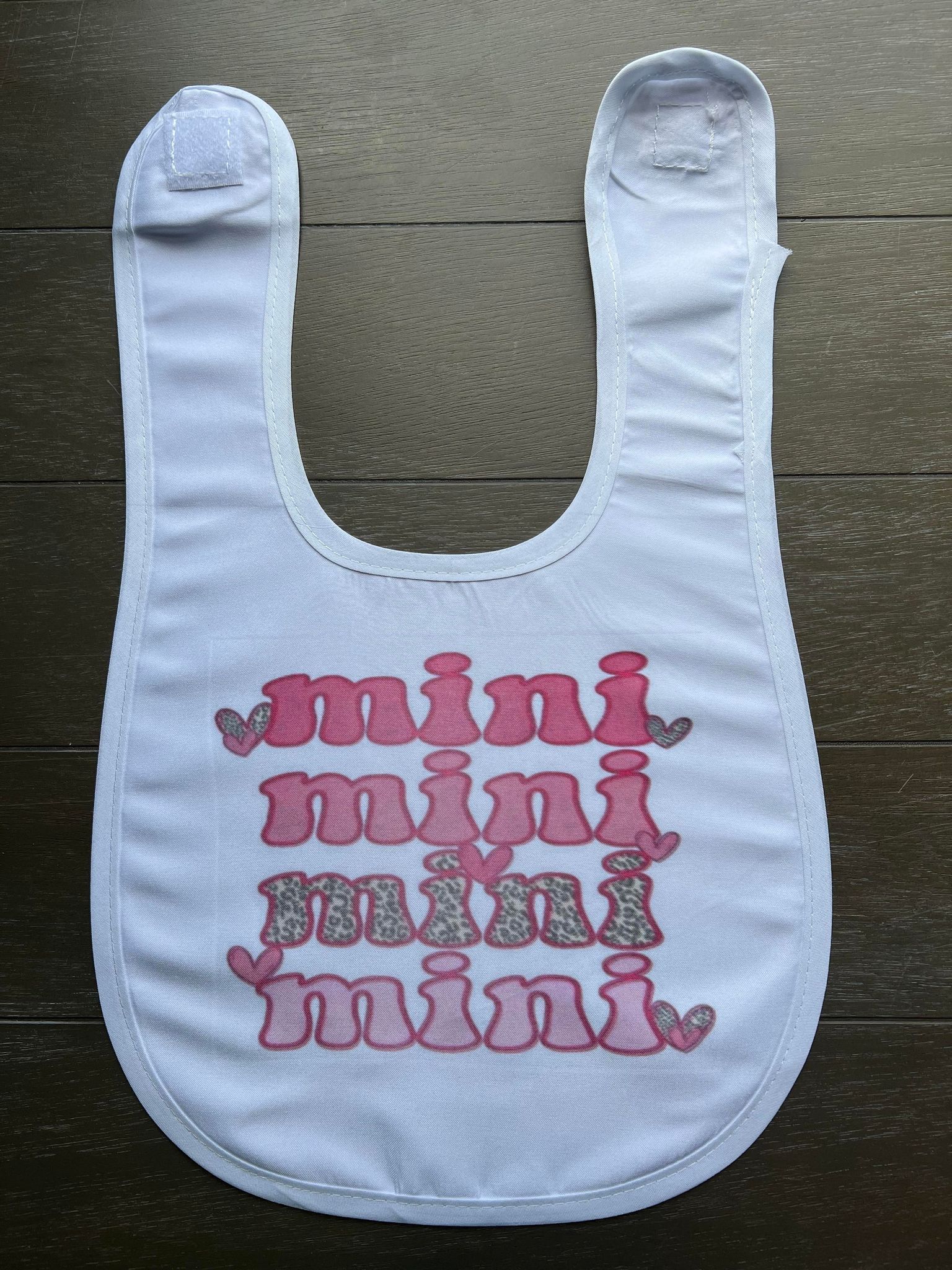 Mini, Mini, Mini, Mini Cheetah Sublimated Baby Bibs