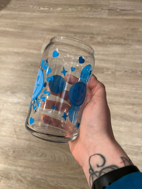 Love More Worry Less Full Wrap Libbey Can Glass