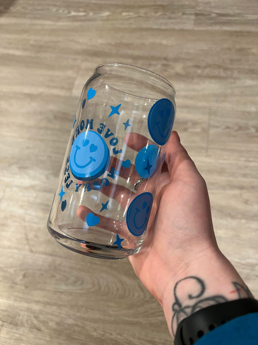 Love More Worry Less Full Wrap Libbey Can Glass