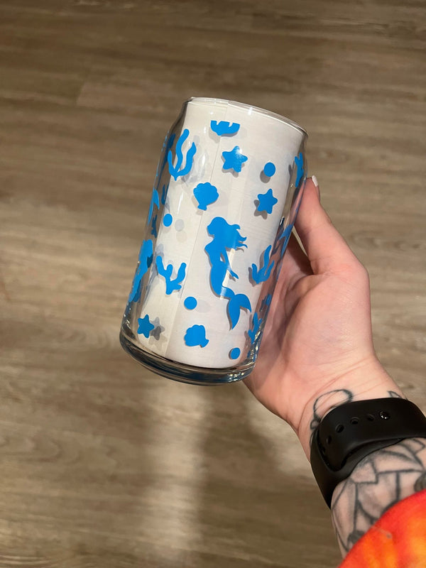 Mermaid Full Wrap Libbey Can Glass