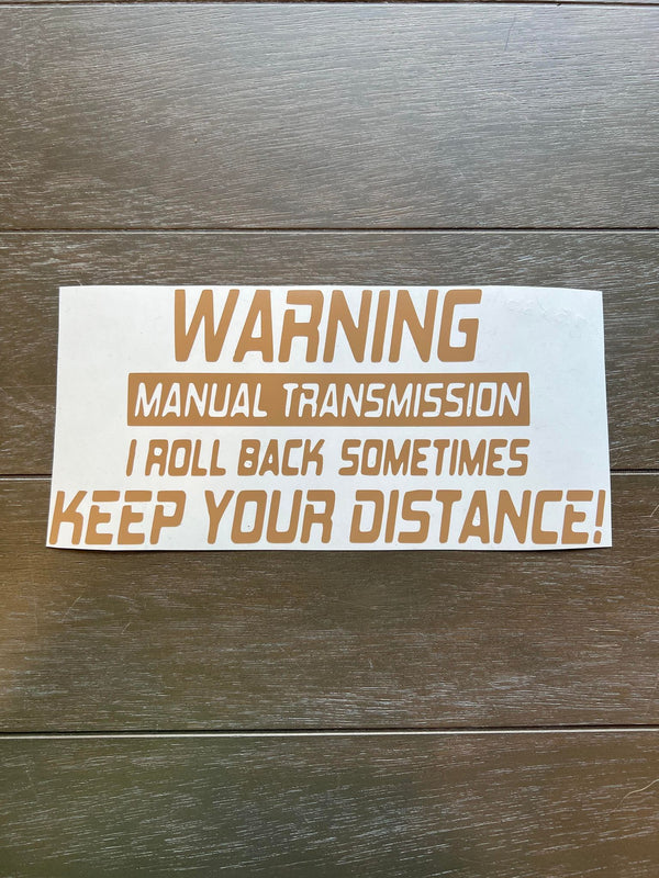 Warning Manual Transmission Decal