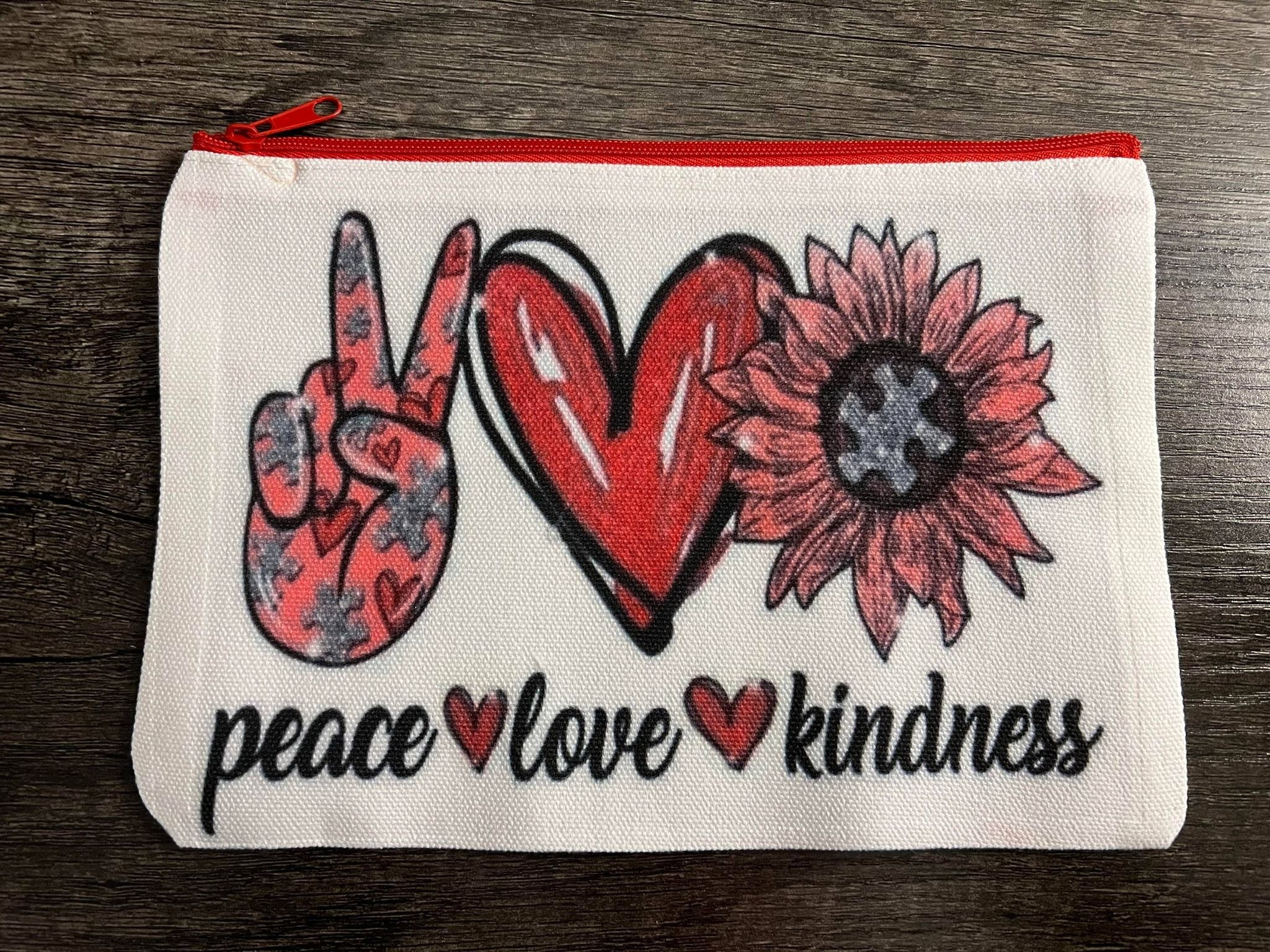 Peace Love Kindness Makeup Cosmetic Bag