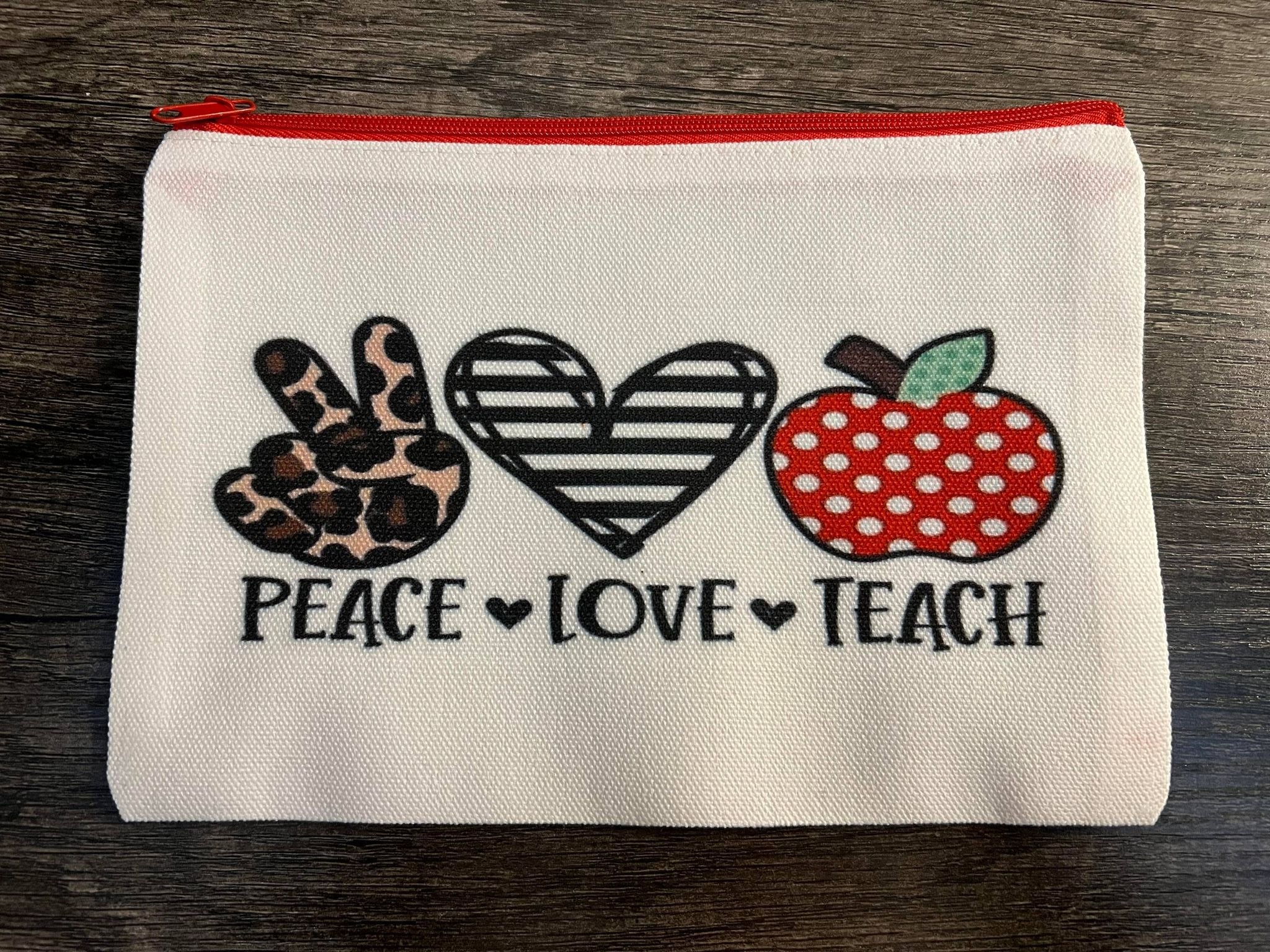 Peace Love Teach Makeup Cosmetic Bag