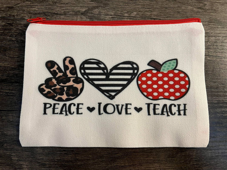 Peace Love Teach Makeup Cosmetic Bag