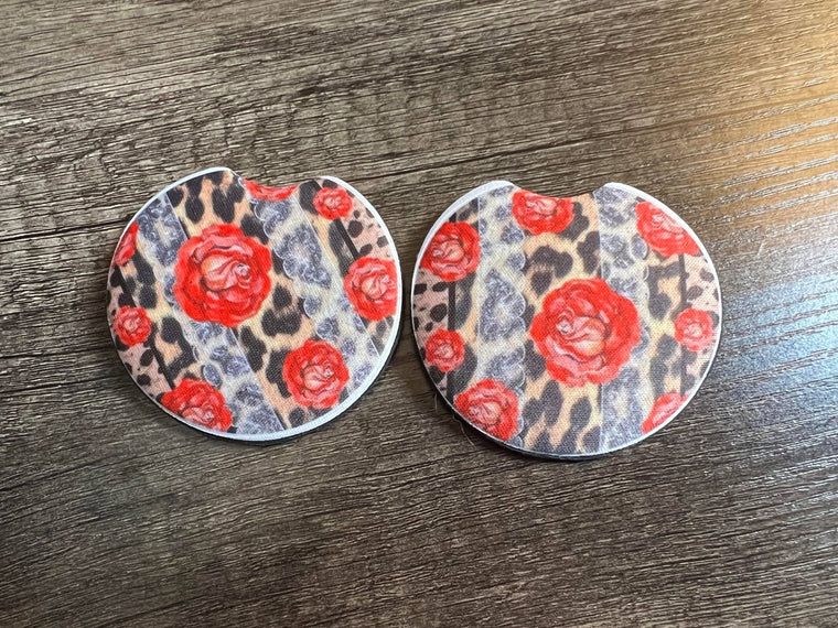 Rose Cheetah Car Coasters